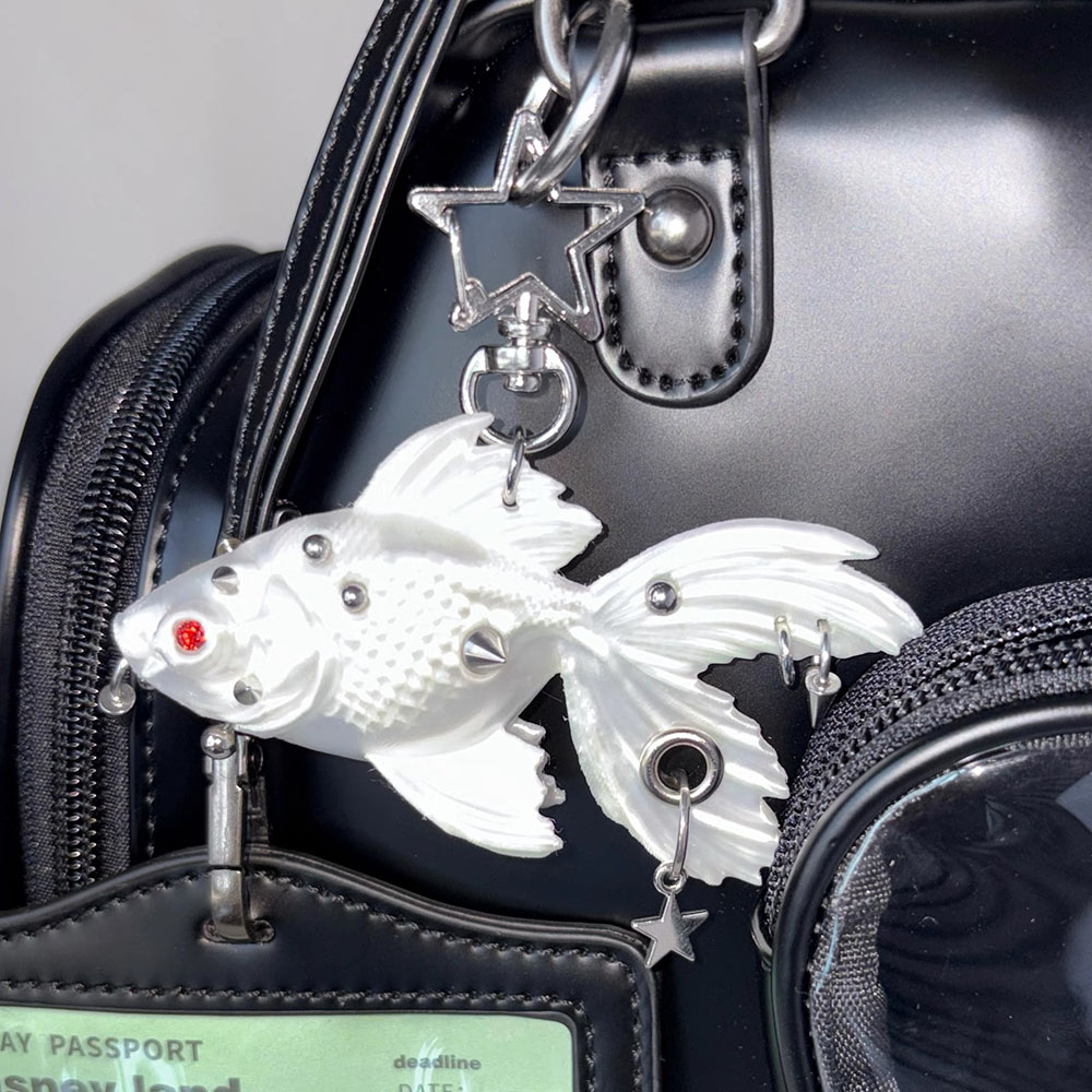 3D Printing Steel - Novo Pingente Gótico Punk Peixe Dourado